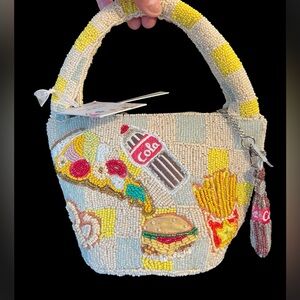 🥨🍕🍟Made In India, SUPER CUTE Beaded Fast Food Themed Handbag🍟🍕🍔NWT